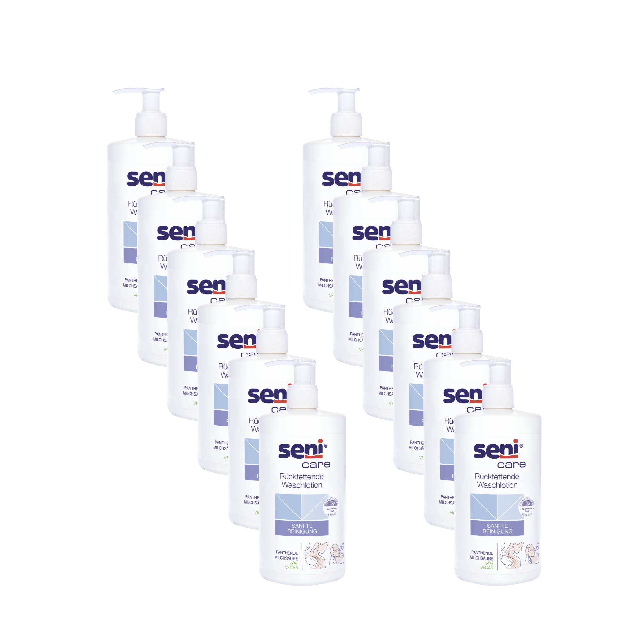 Seni Care rückfettende Waschlotion 500 ml – Vorteilspackung mit 12 Flaschen