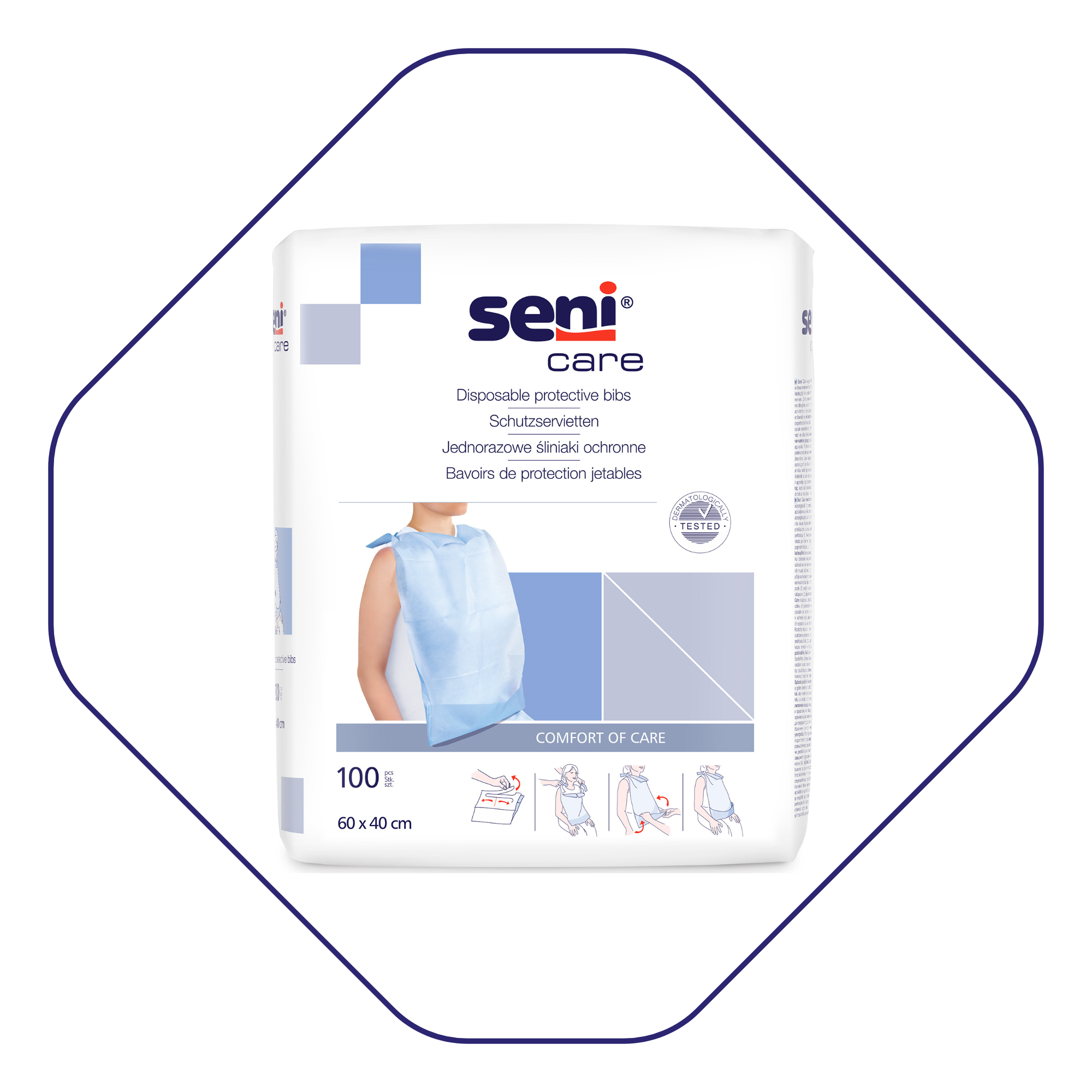 Seni Care Schutzservietten 100 Stück – Vorderansicht Verpackung