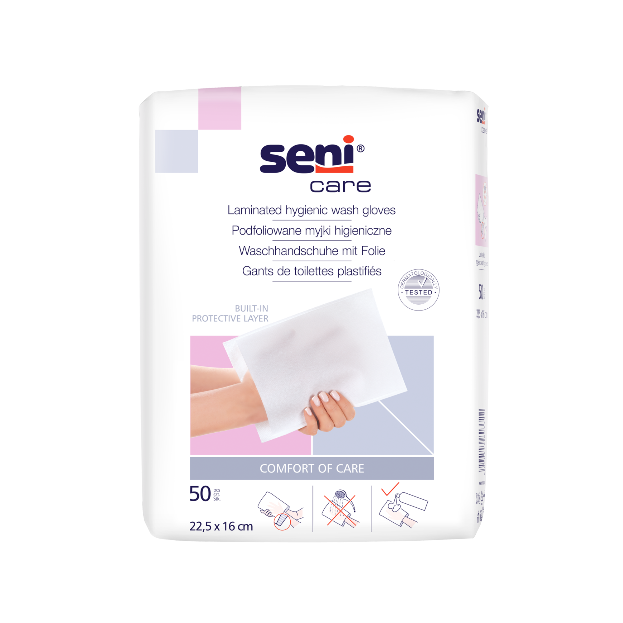 Seni Care Waschhandschuhe mit Folie ohne Rahmen